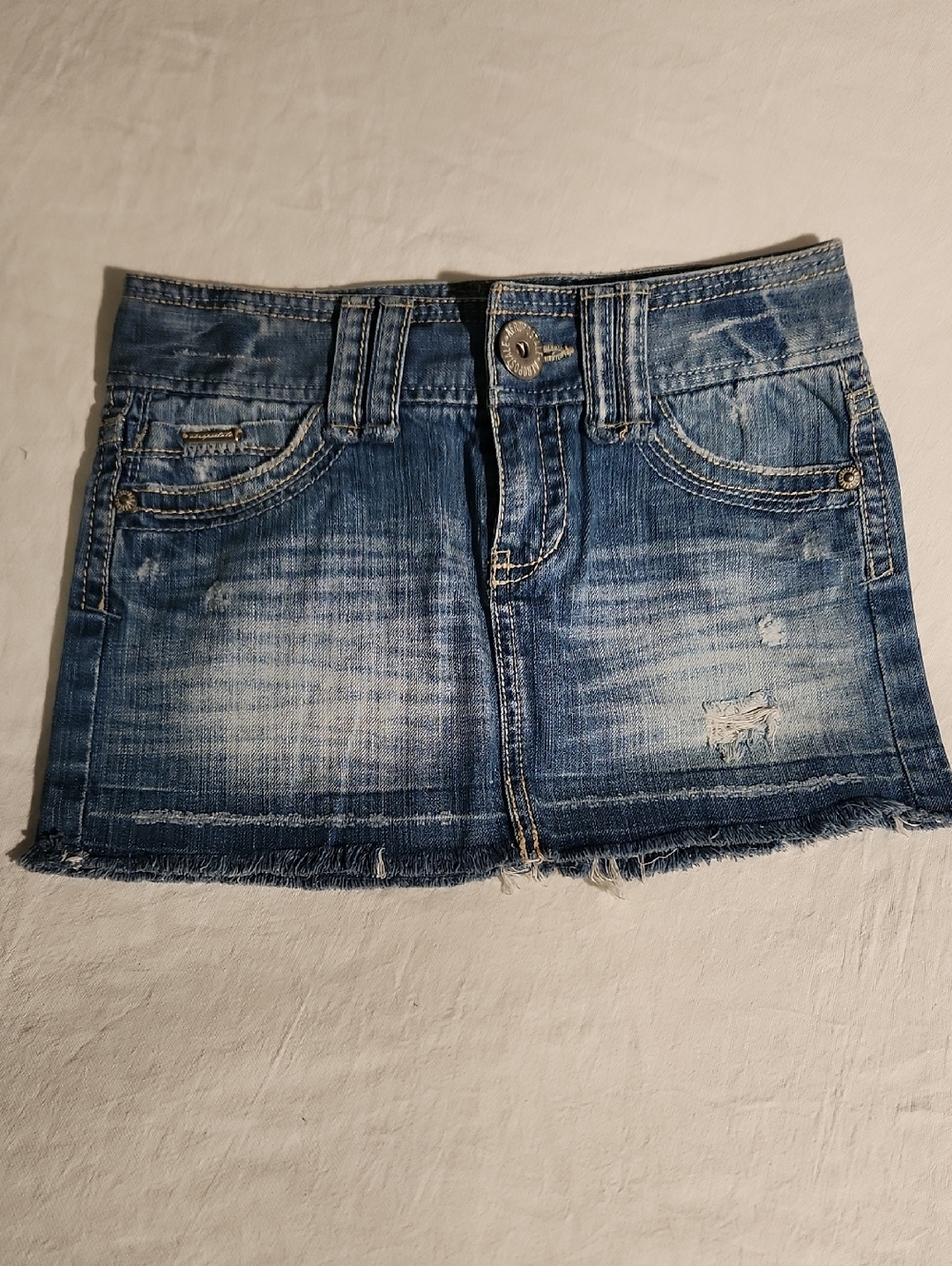 Aeropostale 00 Unique Blue Distressed Denim Mini Skirt